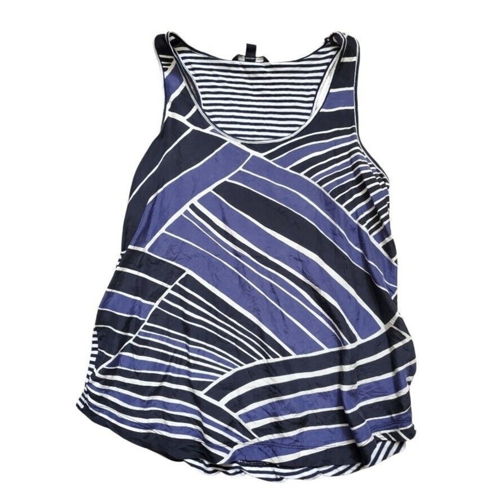 Banana Republic Tank Top Women Small Purple White Striped Silk Blend Blouse Flaw